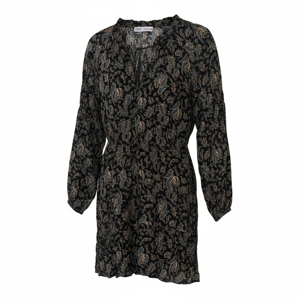 Zara black paisley mini dress, small